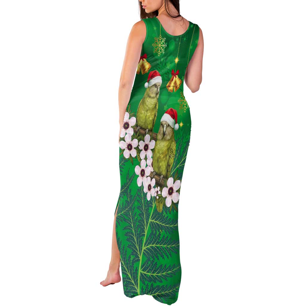 New Zealand Kakapo Christmas Tank Maxi Dress Owl Parrot Santa Sliver Fern Manuka - Green - Aussie Hoodie