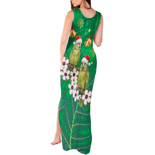 New Zealand Kakapo Christmas Tank Maxi Dress Owl Parrot Santa Sliver Fern Manuka - Green - Aussie Hoodie