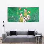 New Zealand Kakapo Christmas Tapestry Owl Parrot Santa Sliver Fern Manuka - Green - Aussie Hoodie