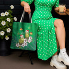 New Zealand Kakapo Christmas Tote Bag Owl Parrot Santa Sliver Fern Manuka - Green - Aussie Hoodie