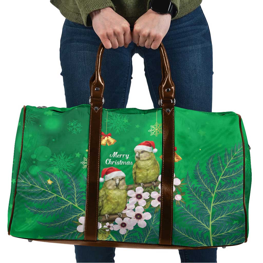 New Zealand Kakapo Christmas Travel Bag Owl Parrot Santa Sliver Fern Manuka - Green - Aussie Hoodie