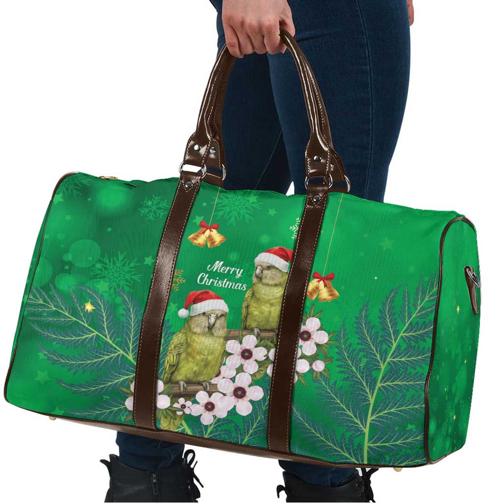 New Zealand Kakapo Christmas Travel Bag Owl Parrot Santa Sliver Fern Manuka - Green - Aussie Hoodie