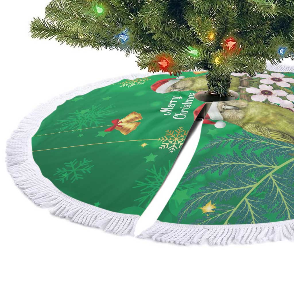 New Zealand Kakapo Christmas Tree Skirt Owl Parrot Santa Sliver Fern Manuka - Green - Aussie Hoodie