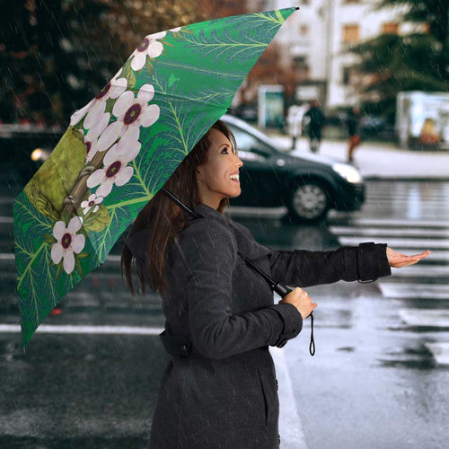 New Zealand Kakapo Christmas Umbrella Owl Parrot Santa Sliver Fern Manuka - Green - Aussie Hoodie