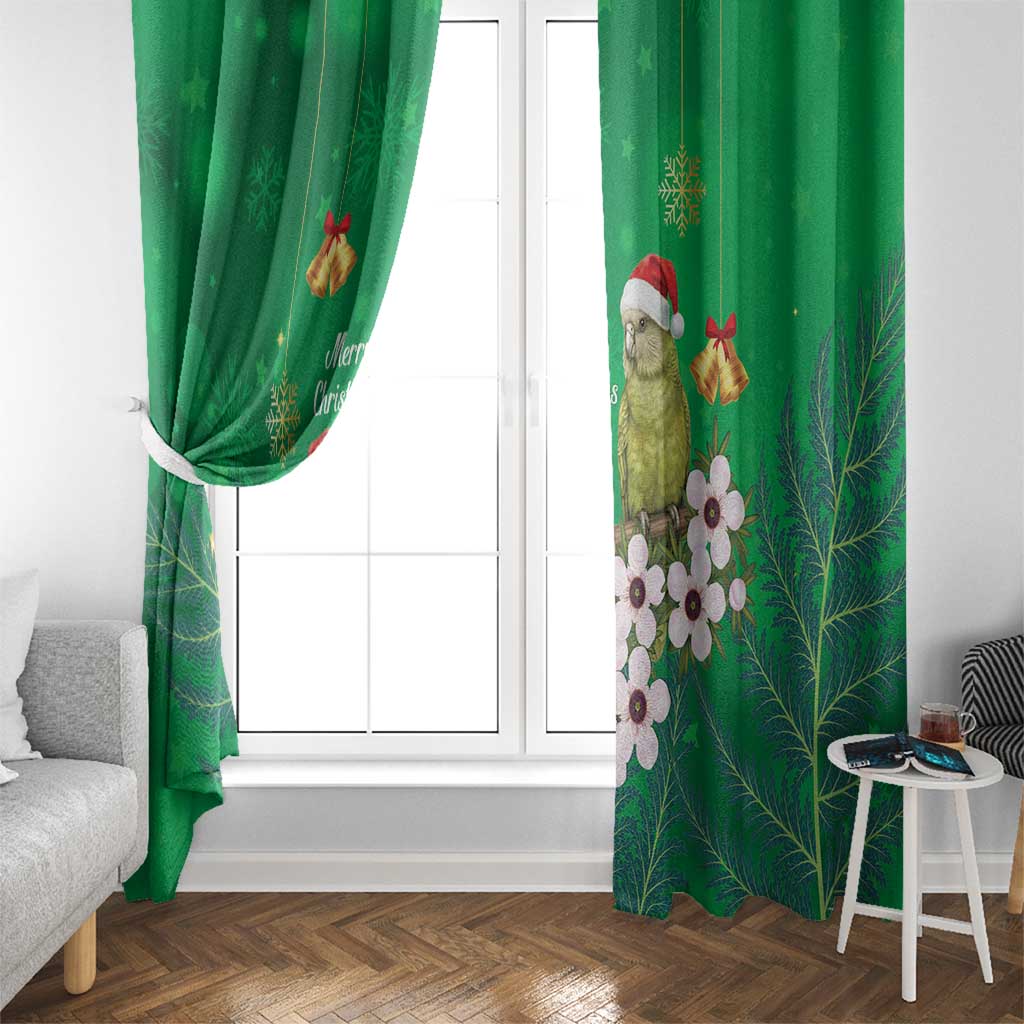 New Zealand Kakapo Christmas Window Curtain Owl Parrot Santa Sliver Fern Manuka - Green - Aussie Hoodie