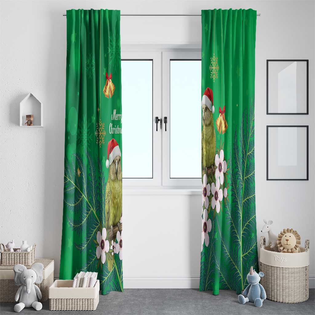 New Zealand Kakapo Christmas Window Curtain Owl Parrot Santa Sliver Fern Manuka - Green - Aussie Hoodie