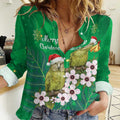 New Zealand Kakapo Christmas Women Casual Shirt Owl Parrot Santa Sliver Fern Manuka - Green - Aussie Hoodie