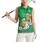 New Zealand Kakapo Christmas Women Sleeveless Polo Shirt Owl Parrot Santa Sliver Fern Manuka - Green - Aussie Hoodie
