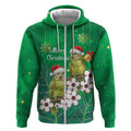 New Zealand Kakapo Christmas Zip Hoodie Owl Parrot Santa Sliver Fern Manuka - Green - Aussie Hoodie