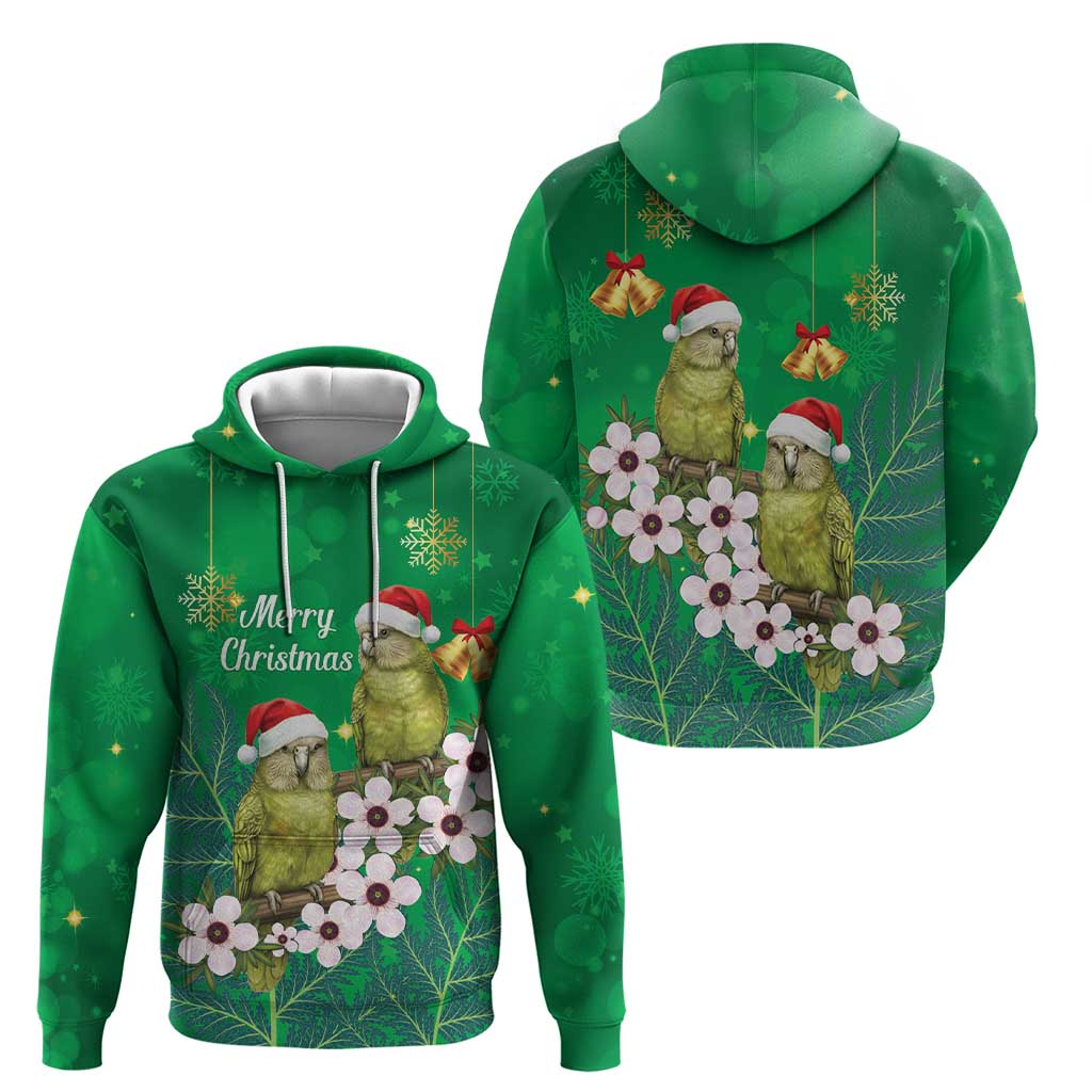 New Zealand Kakapo Christmas Zip Hoodie Owl Parrot Santa Sliver Fern Manuka - Green - Aussie Hoodie