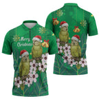 New Zealand Kakapo Christmas Zipper Polo Shirt Owl Parrot Santa Sliver Fern Manuka - Green - Aussie Hoodie