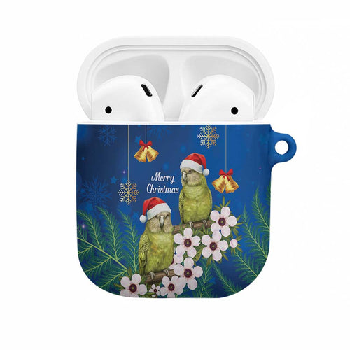 New Zealand Kakapo Christmas AirPods Case Owl Parrot Santa Sliver Fern Manuka - Blue - Aussie Hoodie