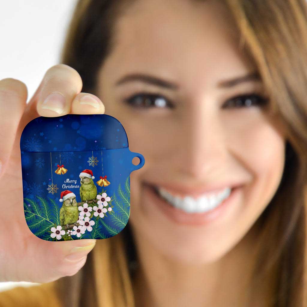 New Zealand Kakapo Christmas AirPods Case Owl Parrot Santa Sliver Fern Manuka - Blue - Aussie Hoodie