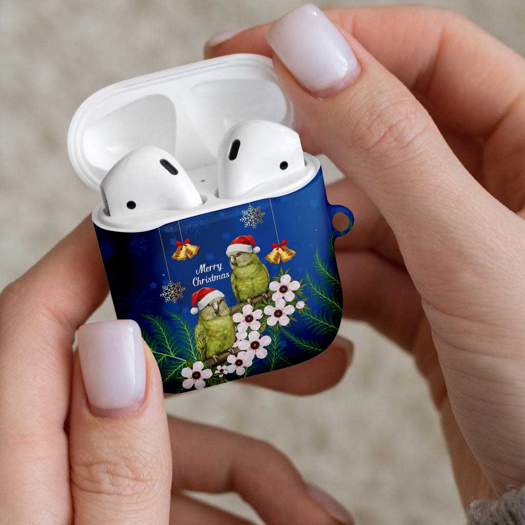 New Zealand Kakapo Christmas AirPods Case Owl Parrot Santa Sliver Fern Manuka - Blue - Aussie Hoodie