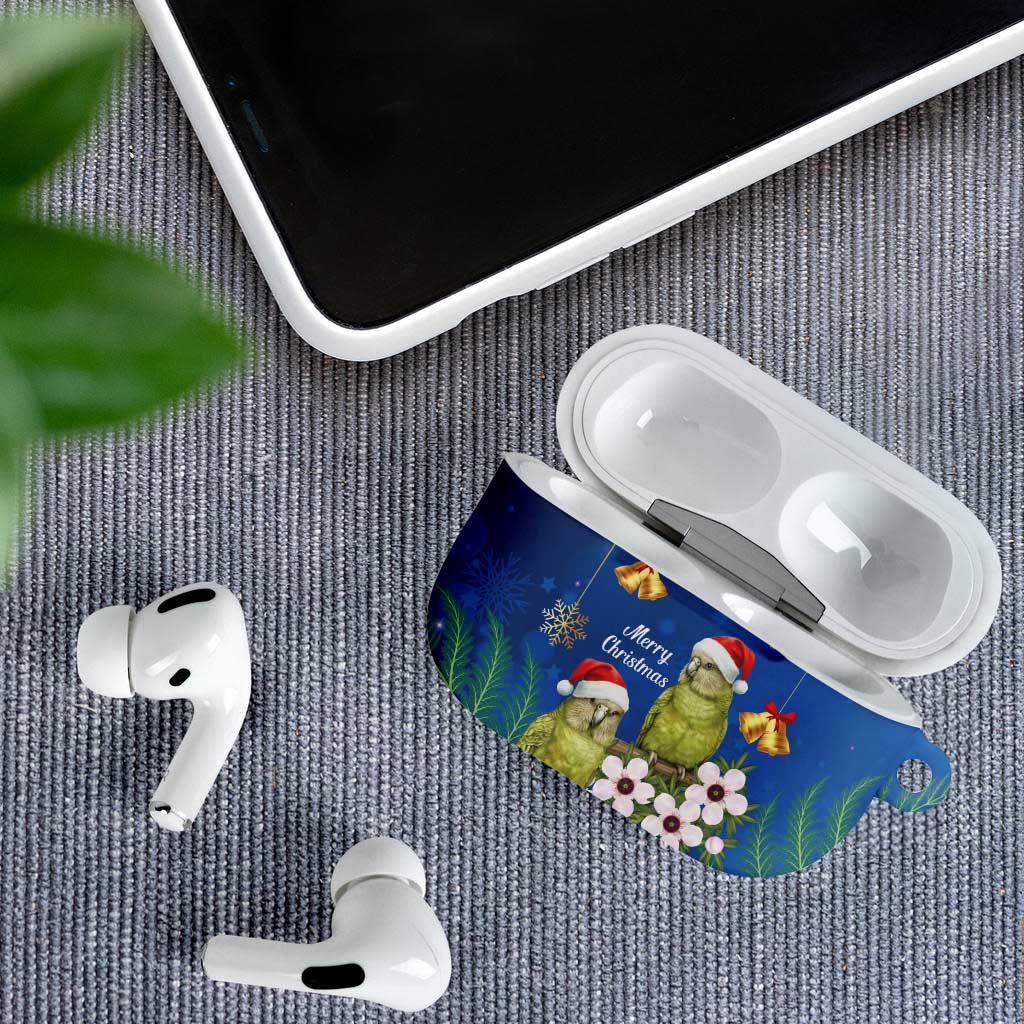New Zealand Kakapo Christmas AirPods Case Owl Parrot Santa Sliver Fern Manuka - Blue - Aussie Hoodie