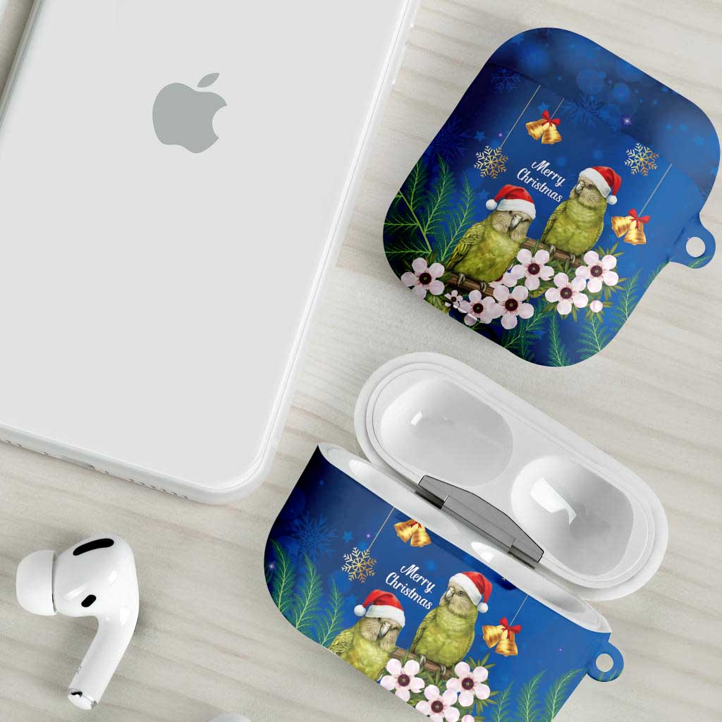 New Zealand Kakapo Christmas AirPods Case Owl Parrot Santa Sliver Fern Manuka - Blue - Aussie Hoodie