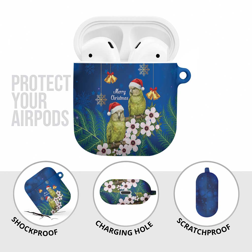 New Zealand Kakapo Christmas AirPods Case Owl Parrot Santa Sliver Fern Manuka - Blue - Aussie Hoodie