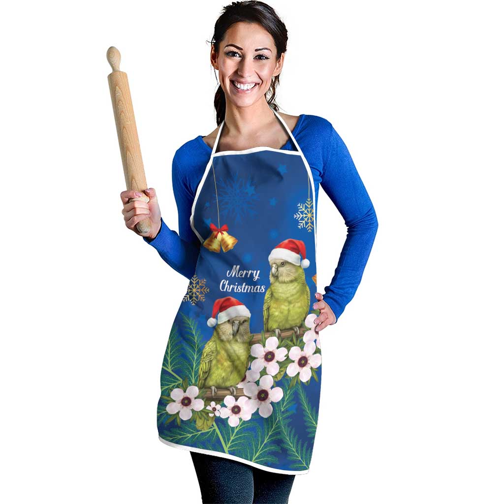 New Zealand Kakapo Christmas Apron Owl Parrot Santa Sliver Fern Manuka - Blue - Aussie Hoodie