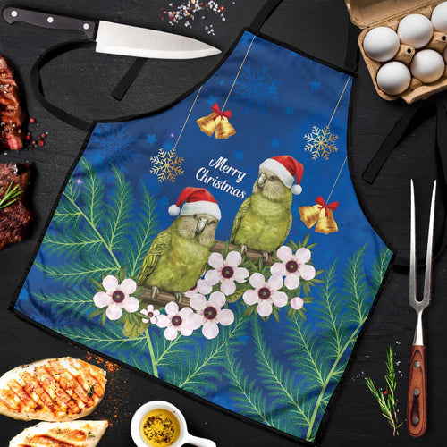 New Zealand Kakapo Christmas Apron Owl Parrot Santa Sliver Fern Manuka - Blue - Aussie Hoodie