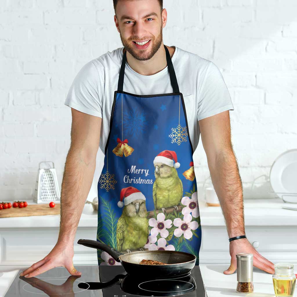 New Zealand Kakapo Christmas Apron Owl Parrot Santa Sliver Fern Manuka - Blue - Aussie Hoodie