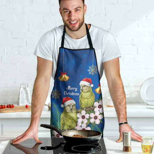 New Zealand Kakapo Christmas Apron Owl Parrot Santa Sliver Fern Manuka - Blue - Aussie Hoodie