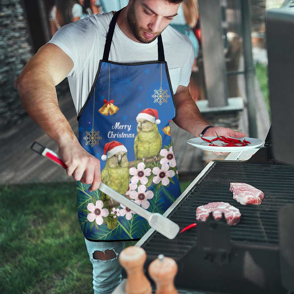 New Zealand Kakapo Christmas Apron Owl Parrot Santa Sliver Fern Manuka - Blue - Aussie Hoodie