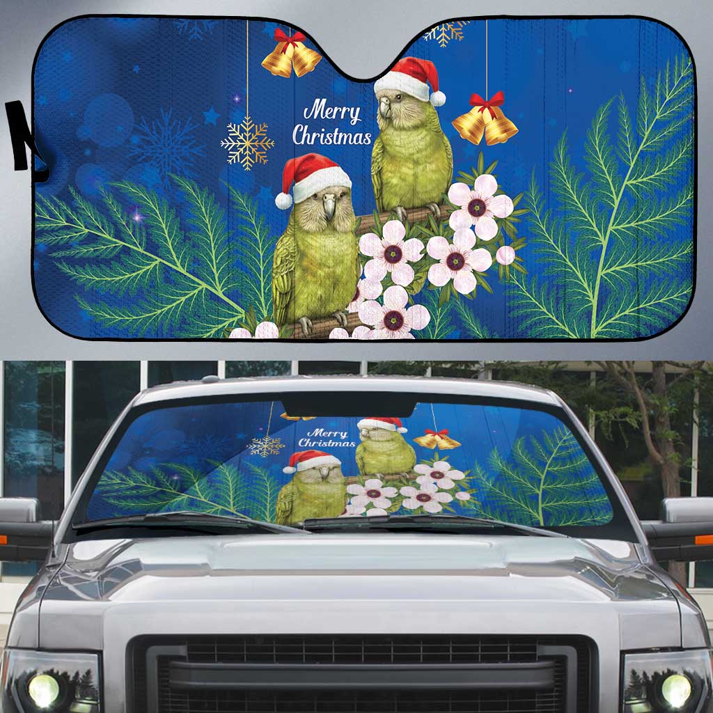 New Zealand Kakapo Christmas Auto Sun Shade Owl Parrot Santa Sliver Fern Manuka - Blue - Aussie Hoodie