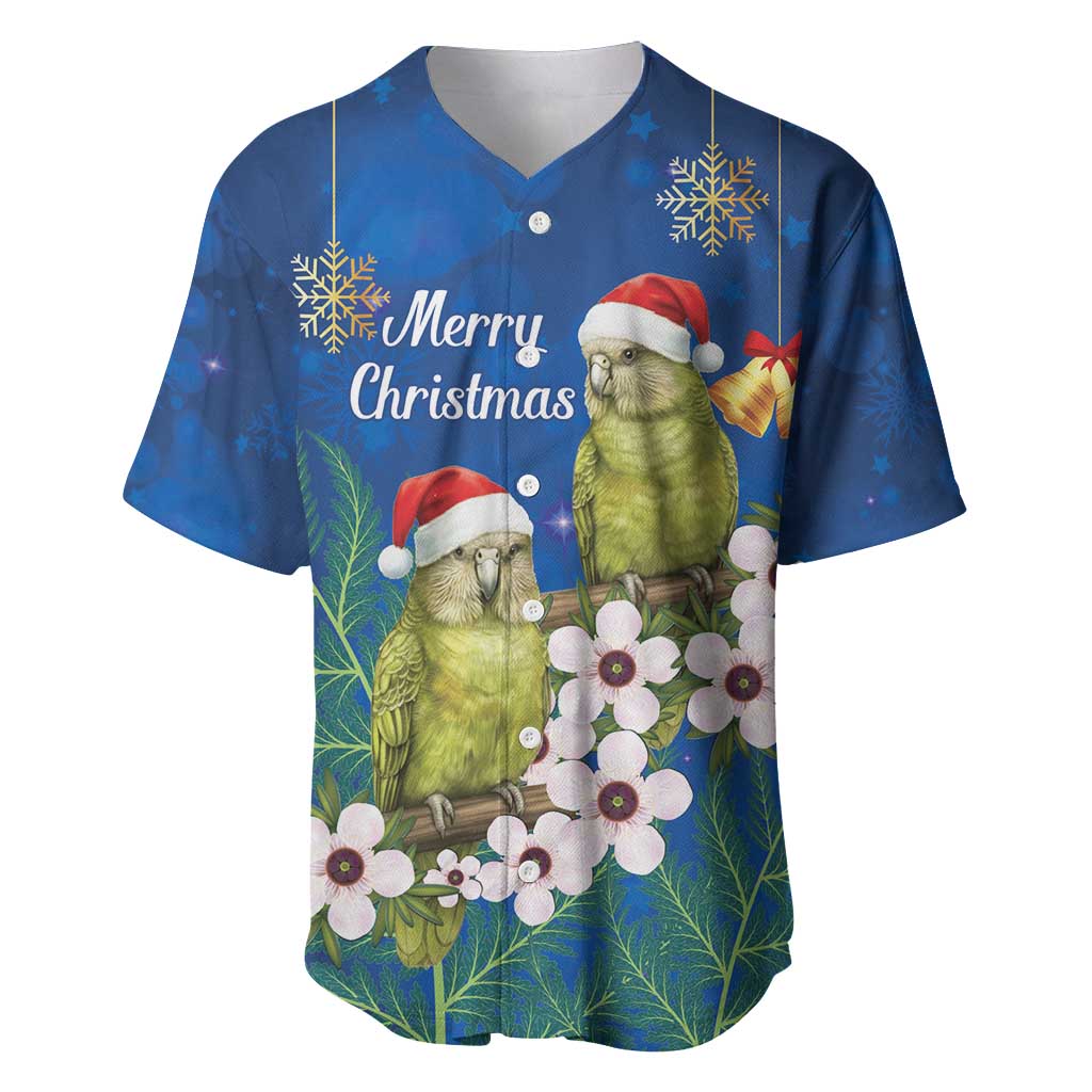 New Zealand Kakapo Christmas Baseball Jersey Owl Parrot Santa Sliver Fern Manuka - Blue - Aussie Hoodie
