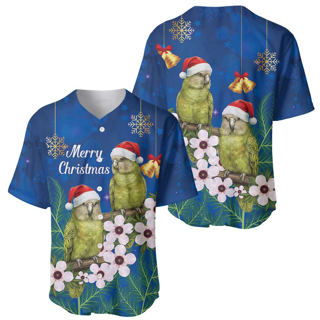 New Zealand Kakapo Christmas Baseball Jersey Owl Parrot Santa Sliver Fern Manuka - Blue - Aussie Hoodie
