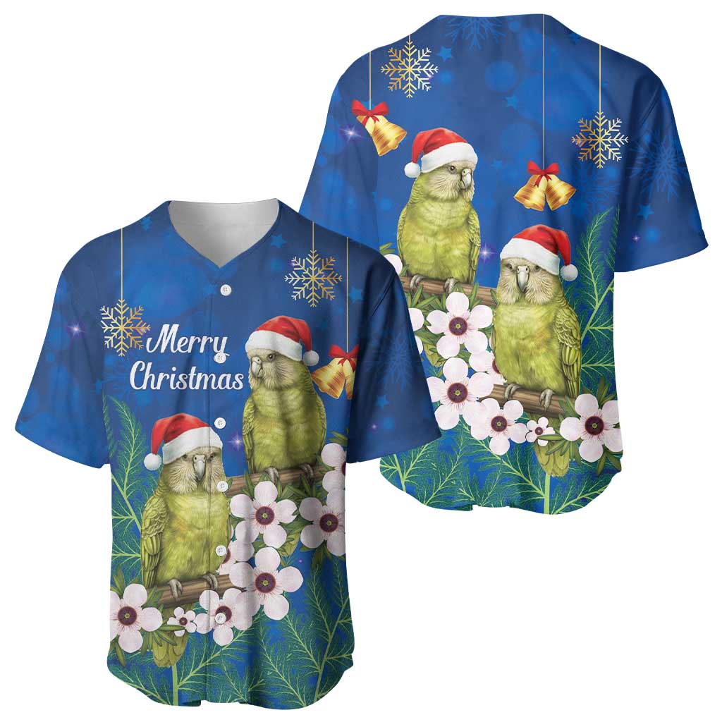 New Zealand Kakapo Christmas Baseball Jersey Owl Parrot Santa Sliver Fern Manuka - Blue - Aussie Hoodie