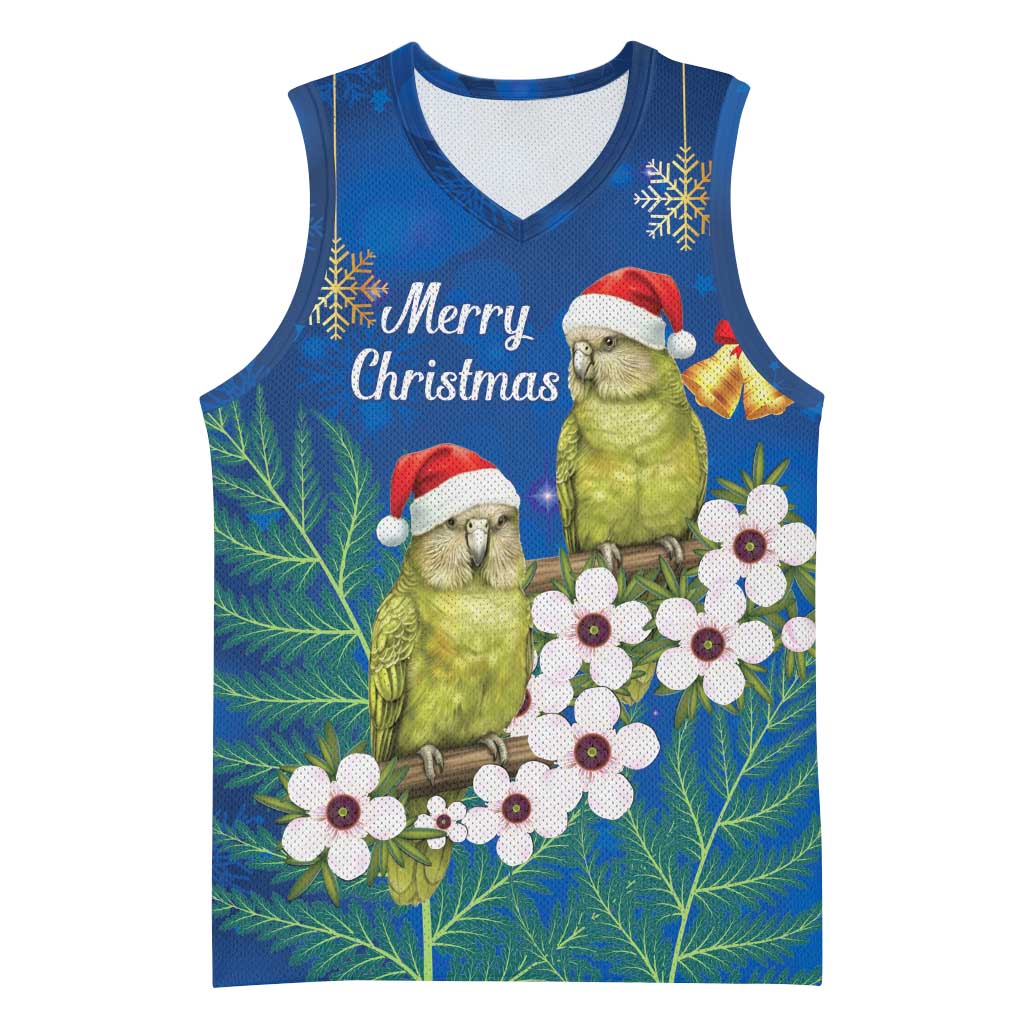 New Zealand Kakapo Christmas Basketball Jersey Owl Parrot Santa Sliver Fern Manuka - Blue - Aussie Hoodie