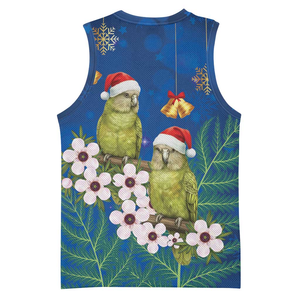 New Zealand Kakapo Christmas Basketball Jersey Owl Parrot Santa Sliver Fern Manuka - Blue - Aussie Hoodie