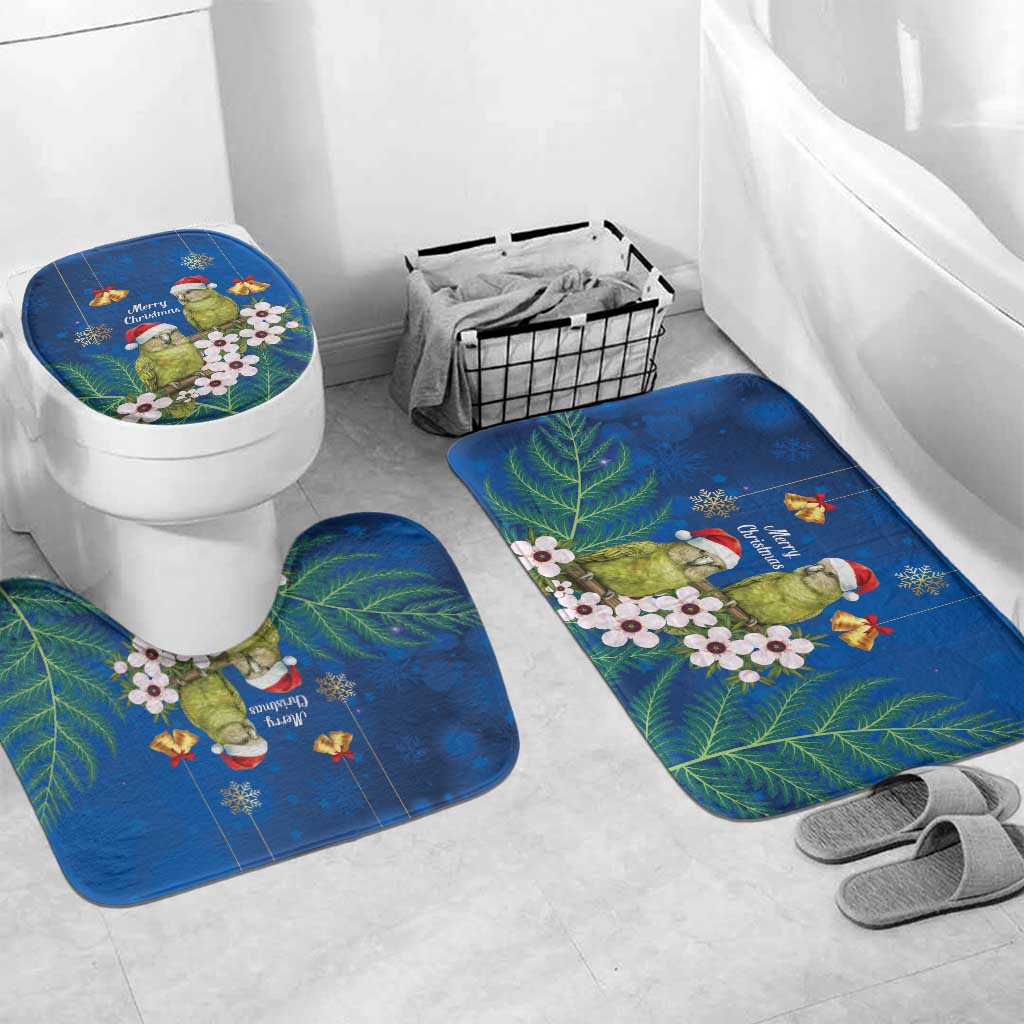 New Zealand Kakapo Christmas Bathroom Set Owl Parrot Santa Sliver Fern Manuka - Blue - Aussie Hoodie
