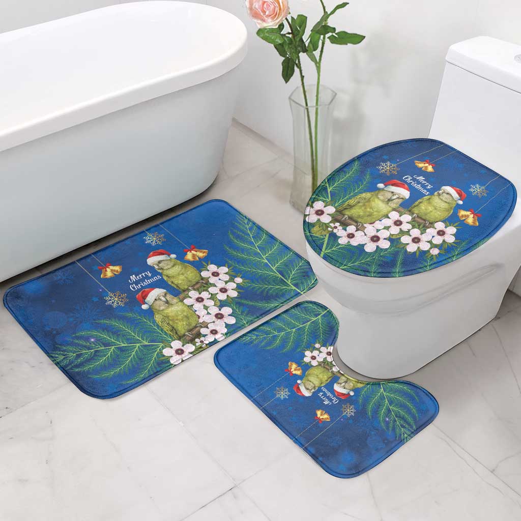 New Zealand Kakapo Christmas Bathroom Set Owl Parrot Santa Sliver Fern Manuka - Blue - Aussie Hoodie