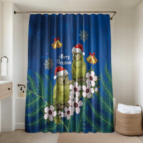 New Zealand Kakapo Christmas Bathroom Set Owl Parrot Santa Sliver Fern Manuka - Blue - Aussie Hoodie