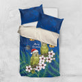 New Zealand Kakapo Christmas Bedding Set Owl Parrot Santa Sliver Fern Manuka - Blue - Aussie Hoodie