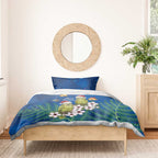 New Zealand Kakapo Christmas Bedding Set Owl Parrot Santa Sliver Fern Manuka - Blue - Aussie Hoodie