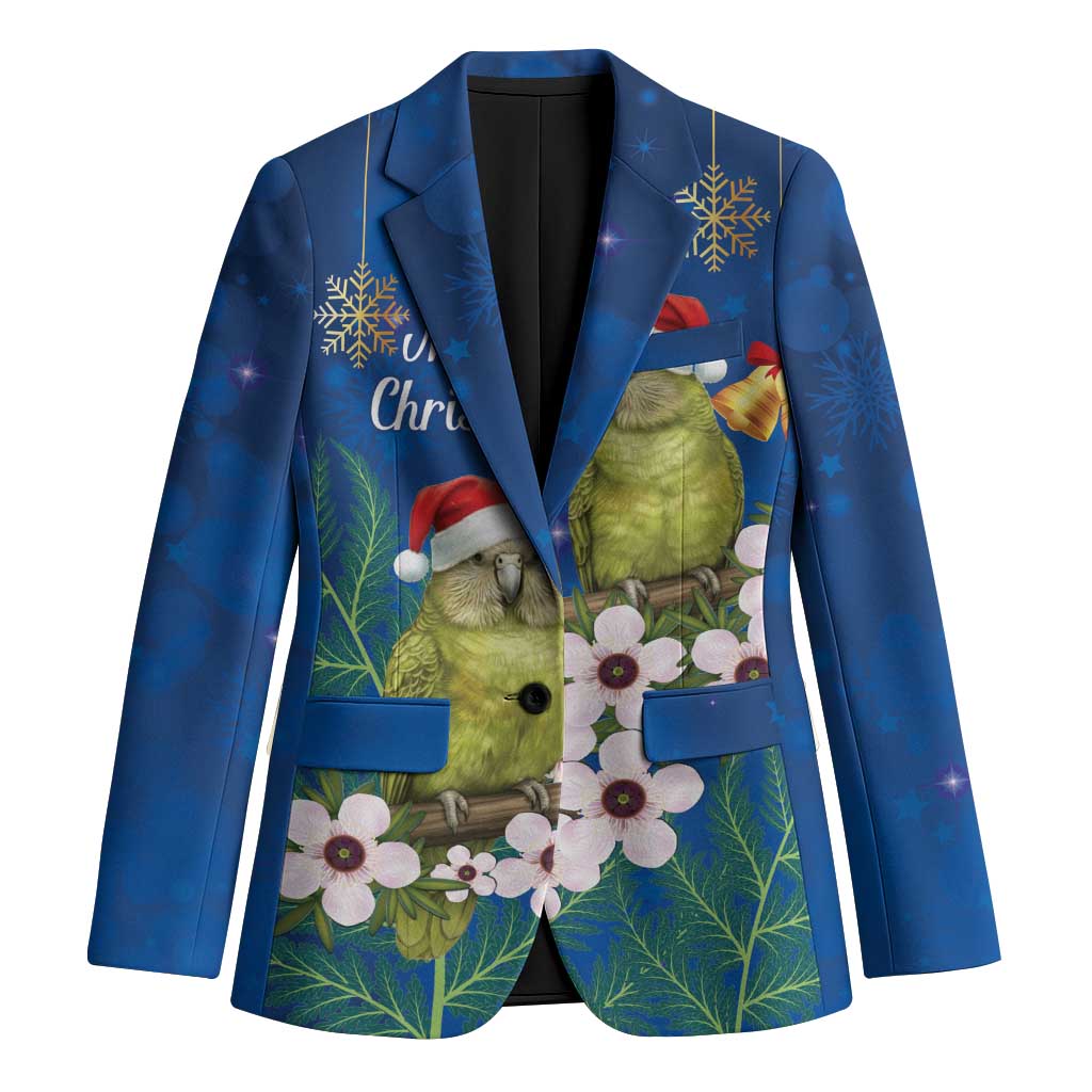New Zealand Kakapo Christmas Blazer Owl Parrot Santa Sliver Fern Manuka - Blue - Aussie Hoodie