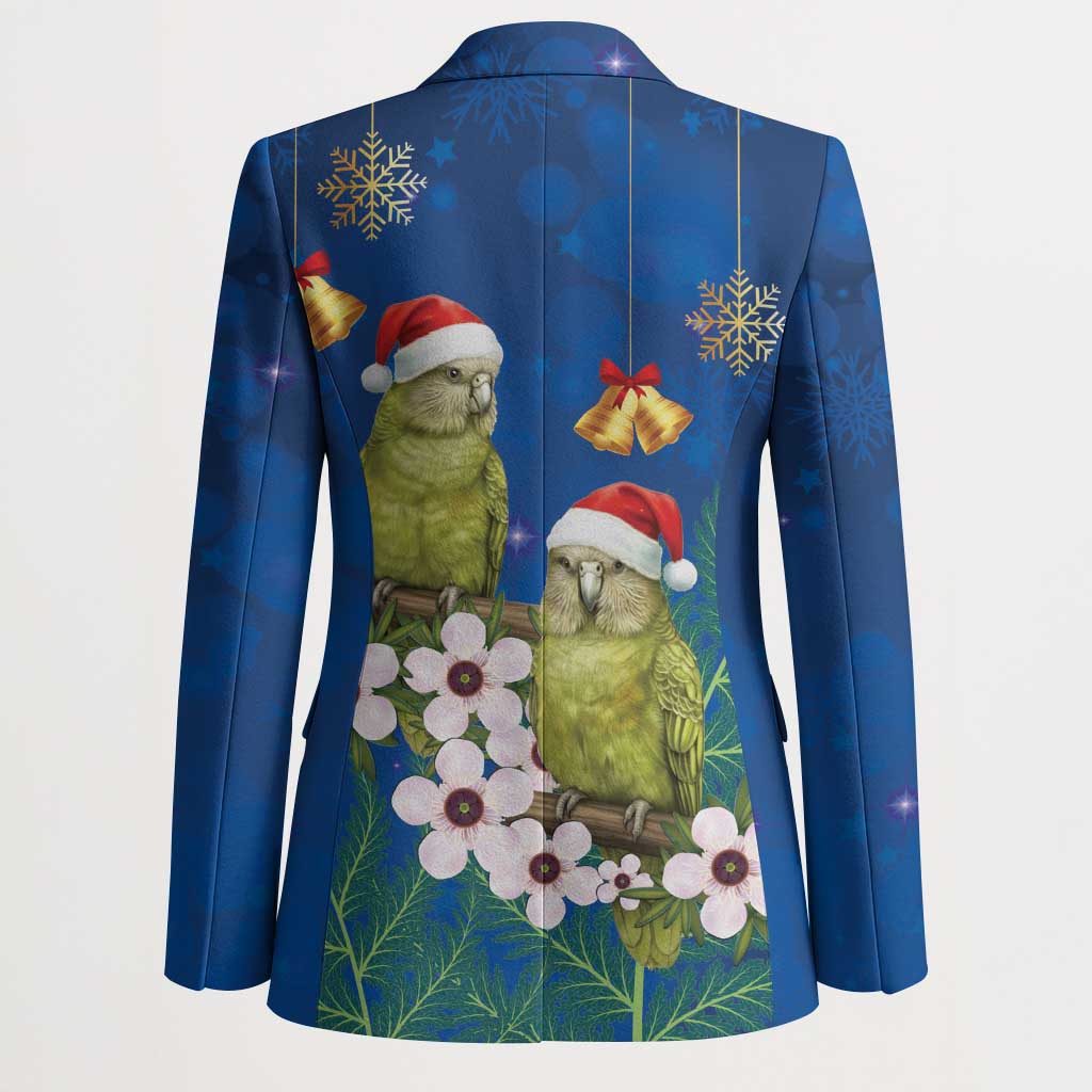 New Zealand Kakapo Christmas Blazer Owl Parrot Santa Sliver Fern Manuka - Blue - Aussie Hoodie