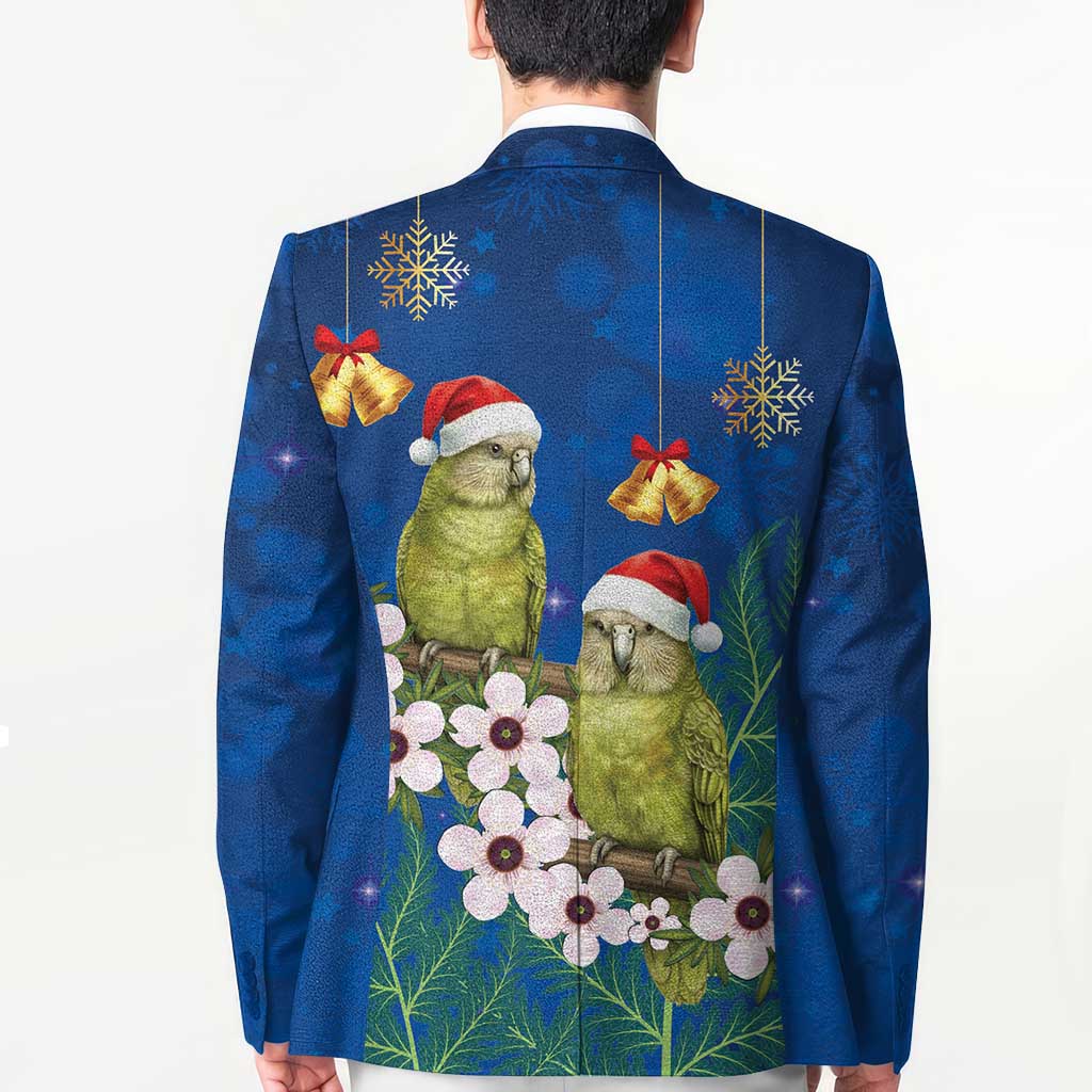 New Zealand Kakapo Christmas Blazer Owl Parrot Santa Sliver Fern Manuka - Blue - Aussie Hoodie