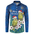 New Zealand Kakapo Christmas Button Sweatshirt Owl Parrot Santa Sliver Fern Manuka - Blue - Aussie Hoodie