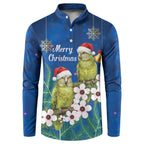 New Zealand Kakapo Christmas Button Sweatshirt Owl Parrot Santa Sliver Fern Manuka - Blue - Aussie Hoodie