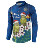 New Zealand Kakapo Christmas Button Sweatshirt Owl Parrot Santa Sliver Fern Manuka - Blue - Aussie Hoodie