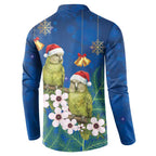 New Zealand Kakapo Christmas Button Sweatshirt Owl Parrot Santa Sliver Fern Manuka - Blue - Aussie Hoodie