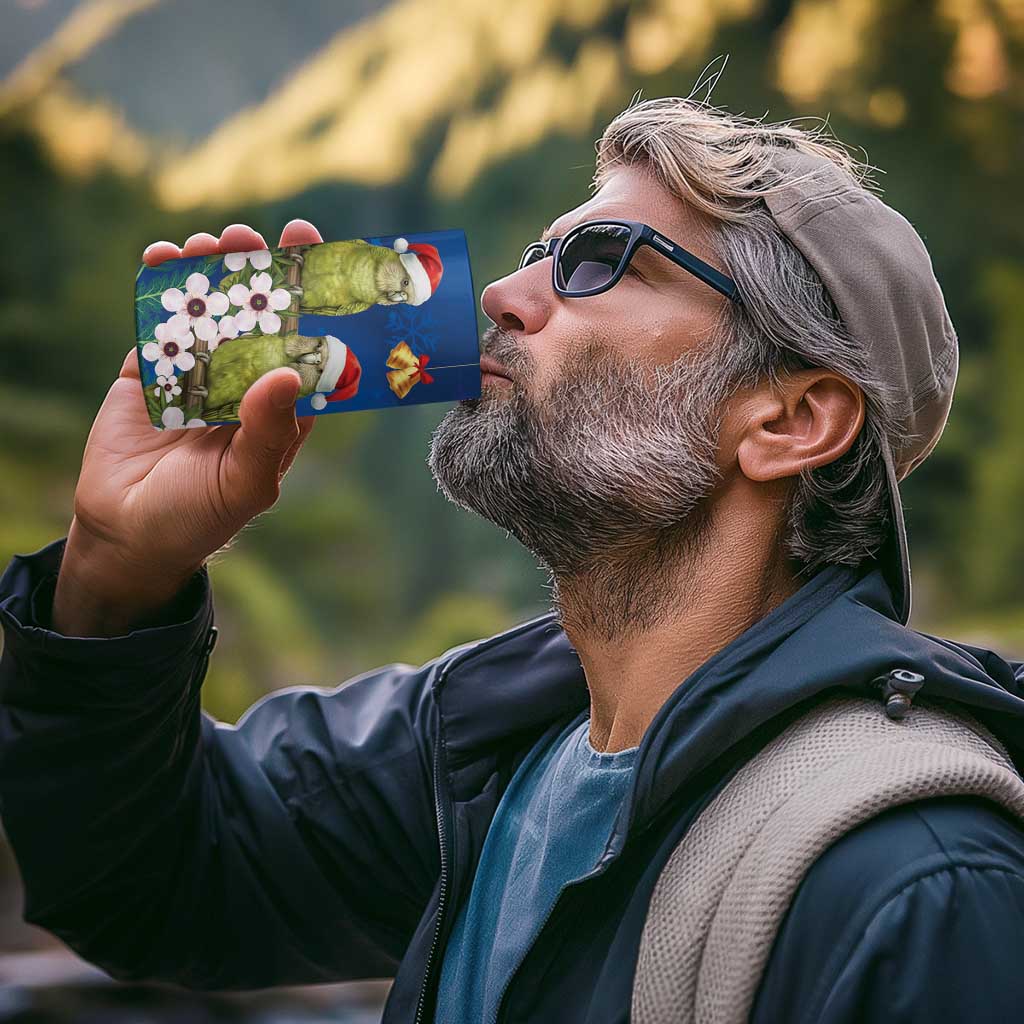 New Zealand Kakapo Christmas 4 in 1 Can Cooler Tumbler Owl Parrot Santa Sliver Fern Manuka - Blue - Aussie Hoodie