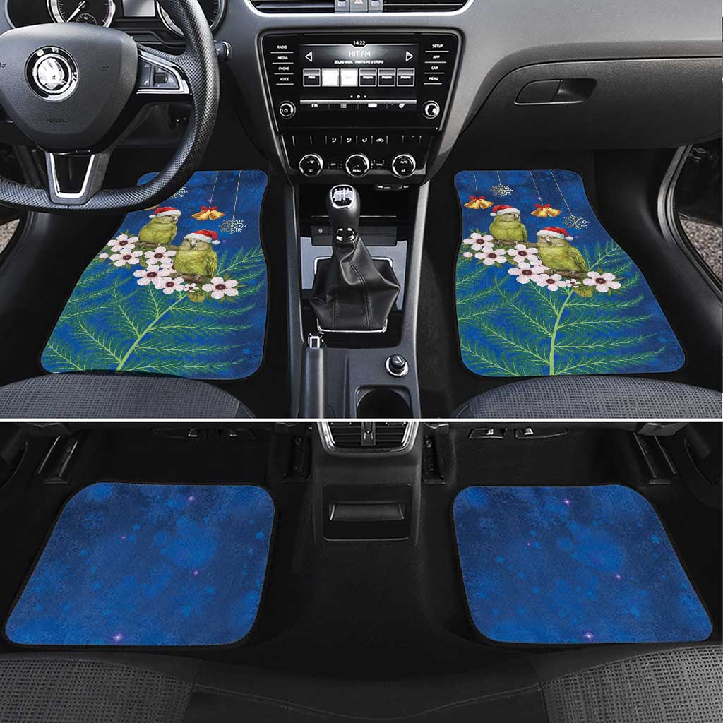 New Zealand Kakapo Christmas Car Mats Owl Parrot Santa Sliver Fern Manuka - Blue - Aussie Hoodie
