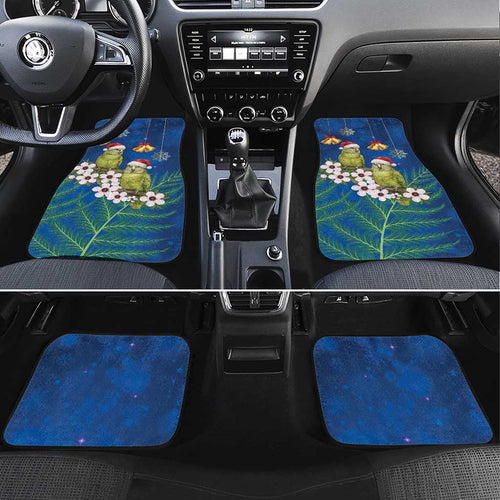 New Zealand Kakapo Christmas Car Mats Owl Parrot Santa Sliver Fern Manuka - Blue - Aussie Hoodie