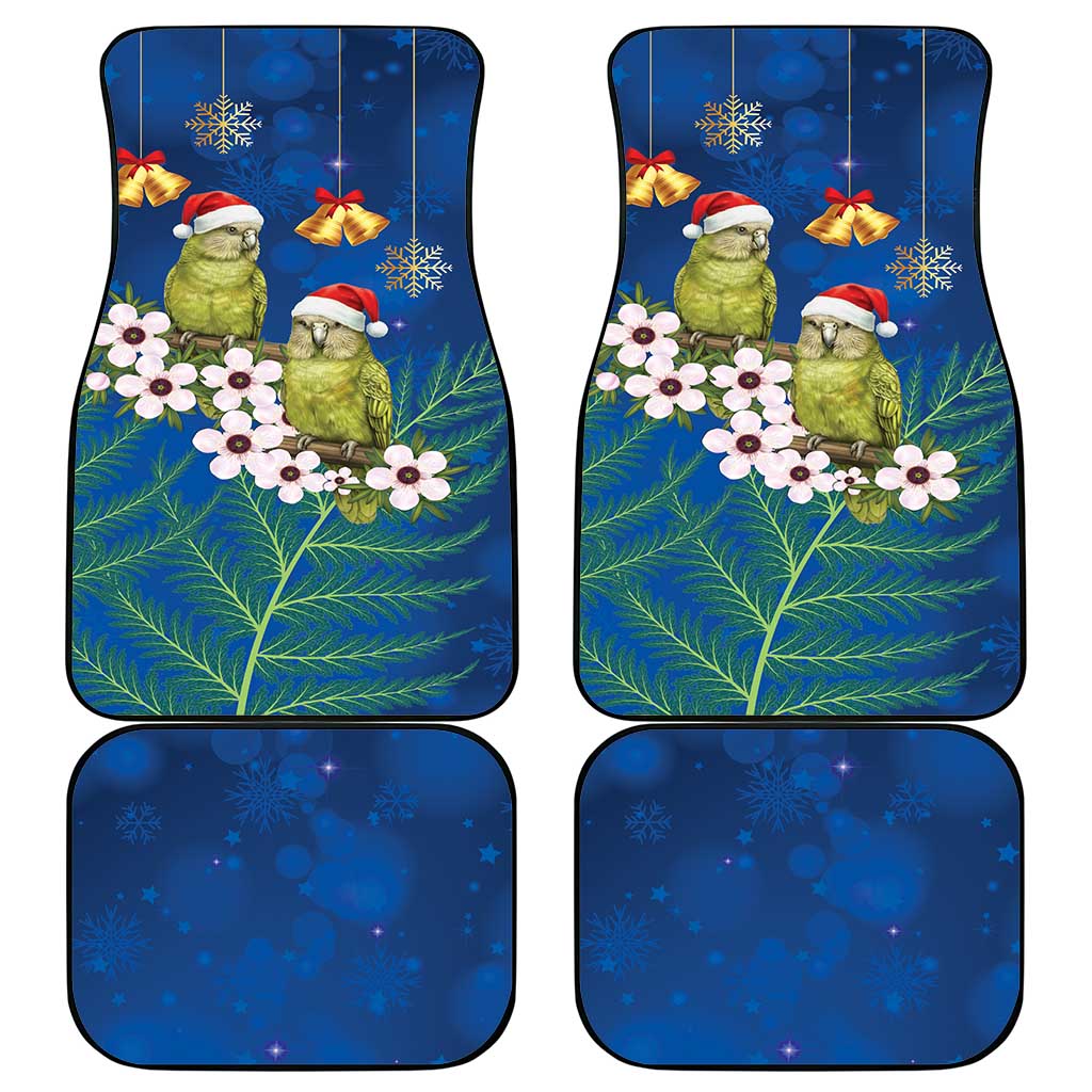 New Zealand Kakapo Christmas Car Mats Owl Parrot Santa Sliver Fern Manuka - Blue - Aussie Hoodie