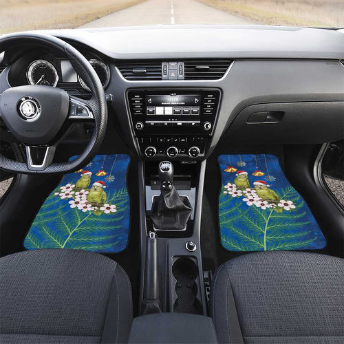 New Zealand Kakapo Christmas Car Mats Owl Parrot Santa Sliver Fern Manuka - Blue - Aussie Hoodie