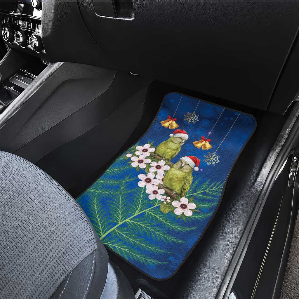 New Zealand Kakapo Christmas Car Mats Owl Parrot Santa Sliver Fern Manuka - Blue - Aussie Hoodie
